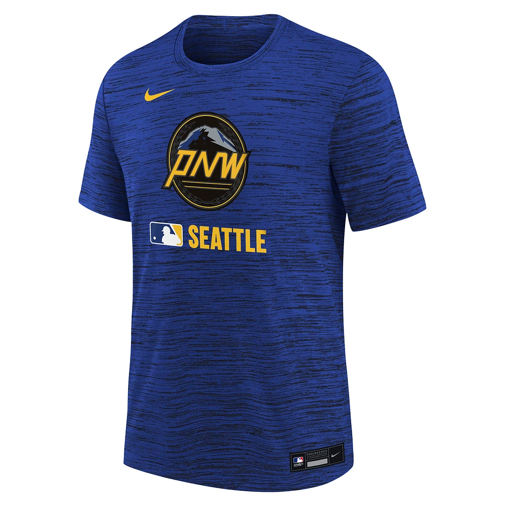 Youth Nike Royal Seattle Mariners Authentic Collection City Connect Velocity Performance T-Shirt