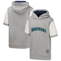 Youth  Heather Gray Seattle Mariners Line Up Short Sleeve Pullover Hoodie
