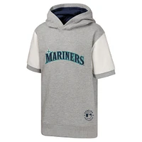 Youth  Heather Gray Seattle Mariners Line Up Short Sleeve Pullover Hoodie