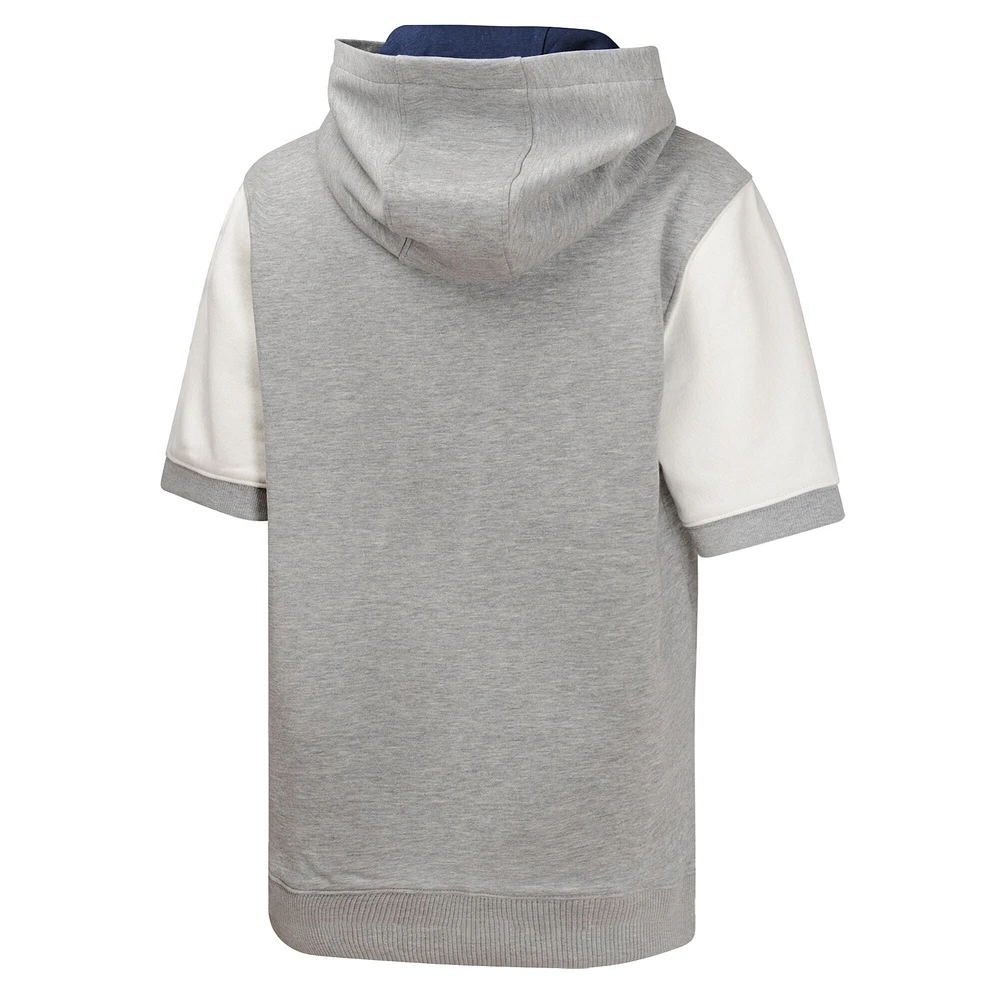 Youth  Heather Gray Seattle Mariners Line Up Short Sleeve Pullover Hoodie