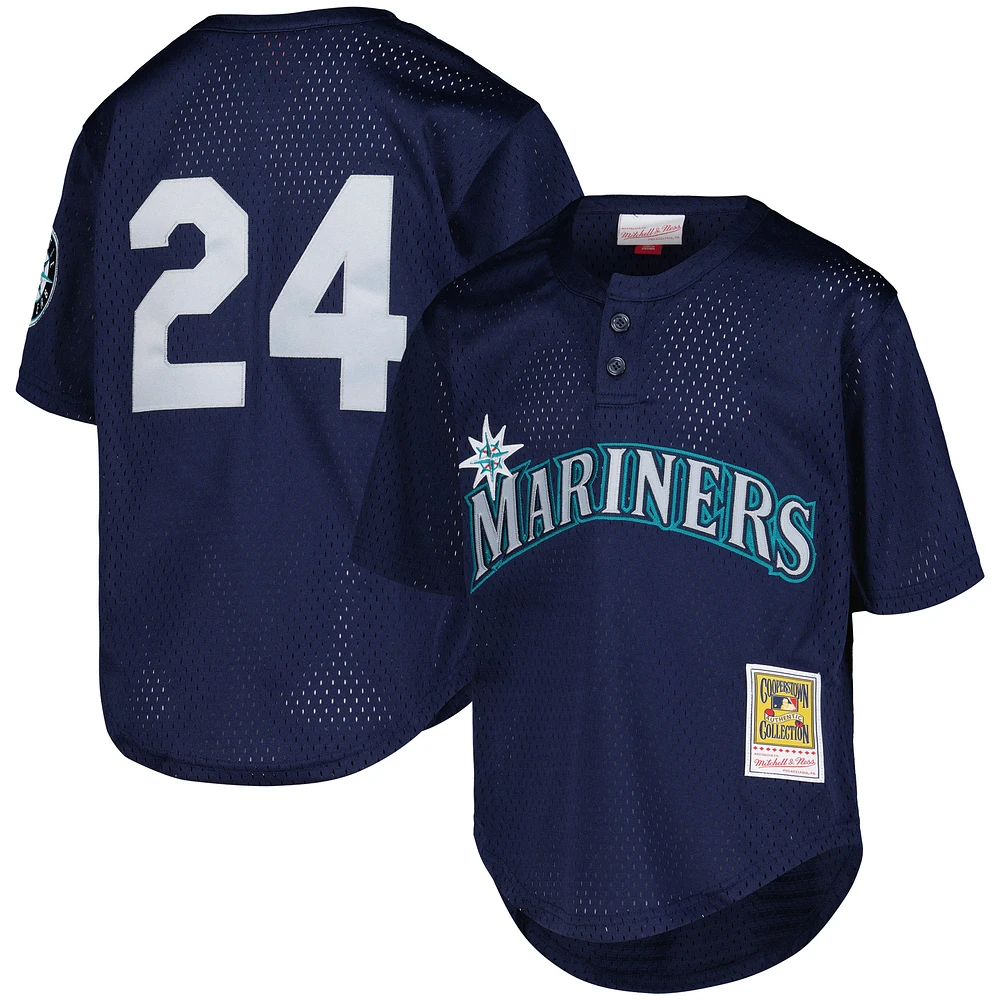 Youth Mitchell & Ness Ken Griffey Jr. Navy Seattle Mariners Cooperstown Collection Mesh Batting Practice Jersey