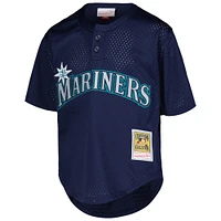 Maillot d'entraînement au bâton en maille pour jeunes Mitchell & Ness Ken Griffey Jr. Navy Seattle Mariners Cooperstown Collection