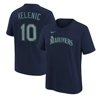 T-shirt avec nom et numéro de joueur des Seattle Mariners Nike Jarred Kelenic pour enfant, bleu marine