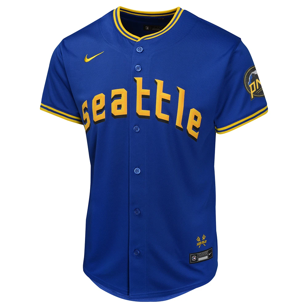 Maillot de joueur Nike Julio Rodríguez pour jeunes Seattle Mariners City Connect Limited, bleu marine