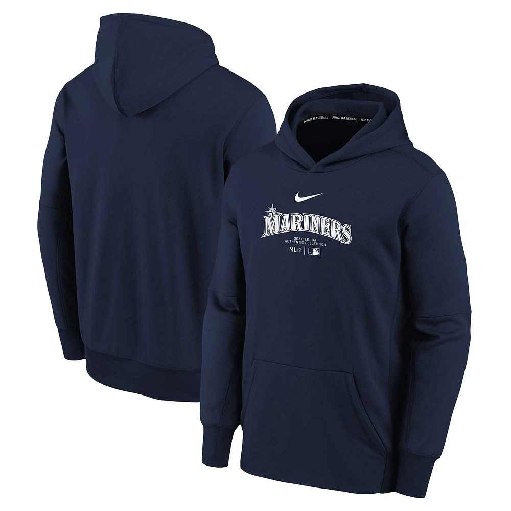 Youth Nike Navy Seattle Mariners Authentic Collection Performance Pullover Hoodie