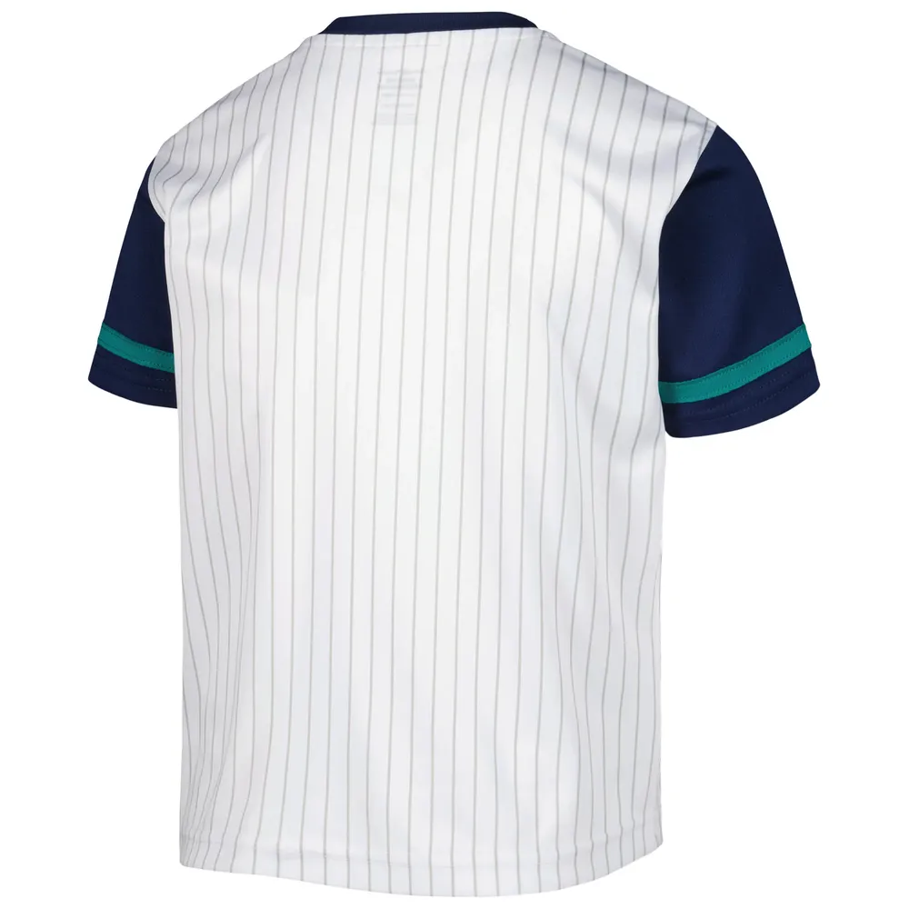 Lids Seattle Mariners Youth V-Neck T-Shirt - White/Navy