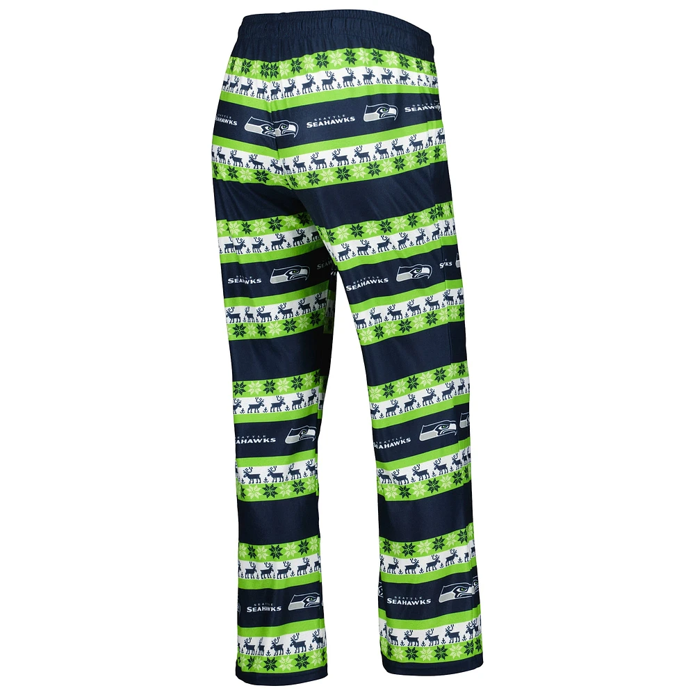 Women's FOCO College Navy Seattle Seahawks Wordmark Ugly Pajama Set