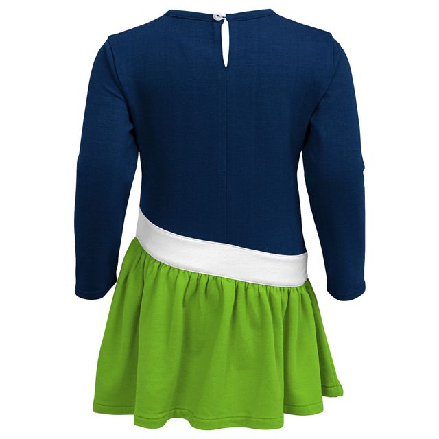 Robe en jersey à trois mélanges Heart to Seattle Seahawks pour filles, bleu marine/vert fluo