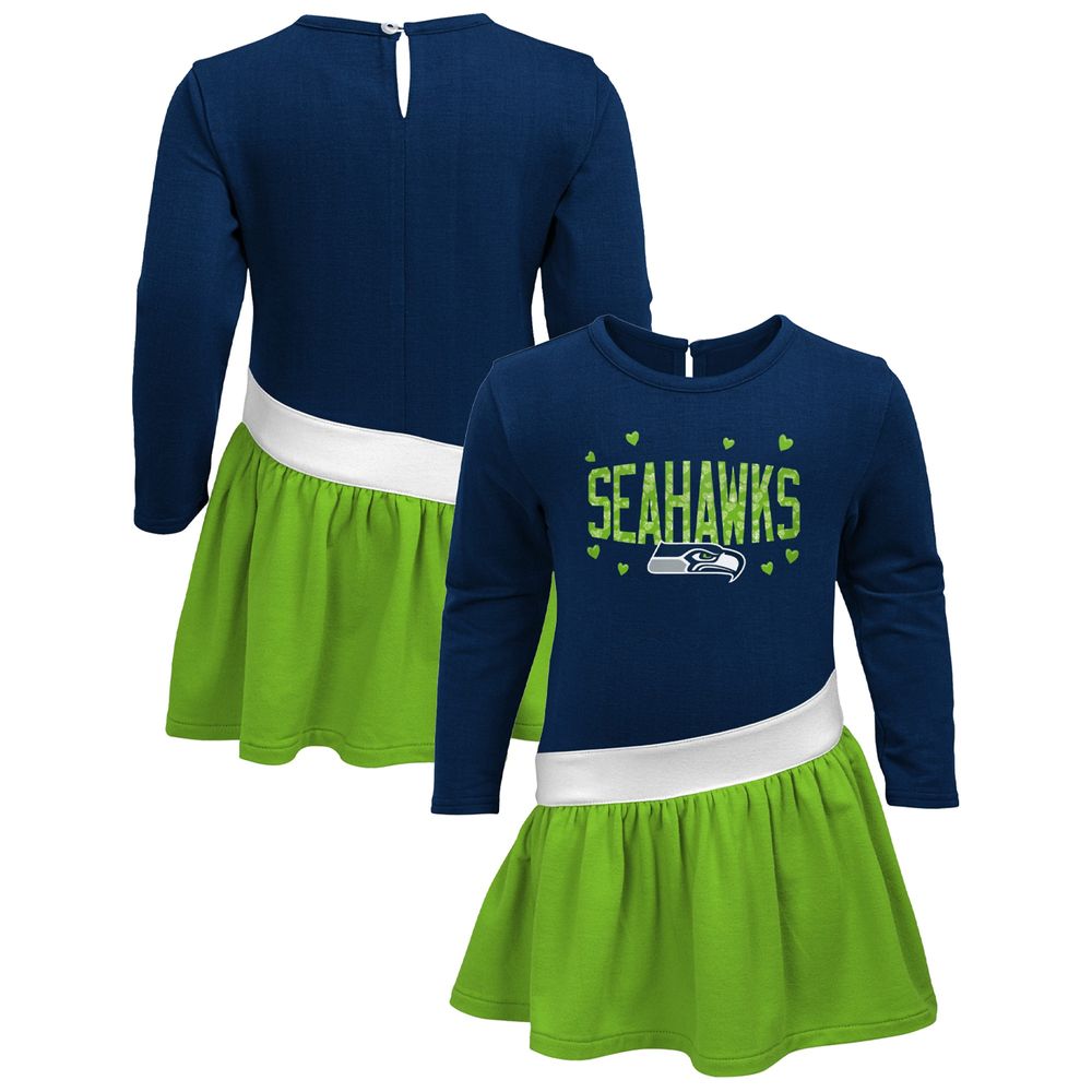 Outerstuff Girls Infant College Navy/Neon Green Seattle Seahawks Heart to  Jersey Tri-Blend Dress