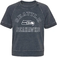 Girls Juniors Heather Charcoal Seattle Seahawks Cheer Squad Raglan T-Shirt