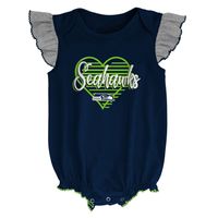 Girls Newborn & Infant College Navy/Heathered Gray Seattle Seahawks All The Love Bodysuit Bib Booties Set