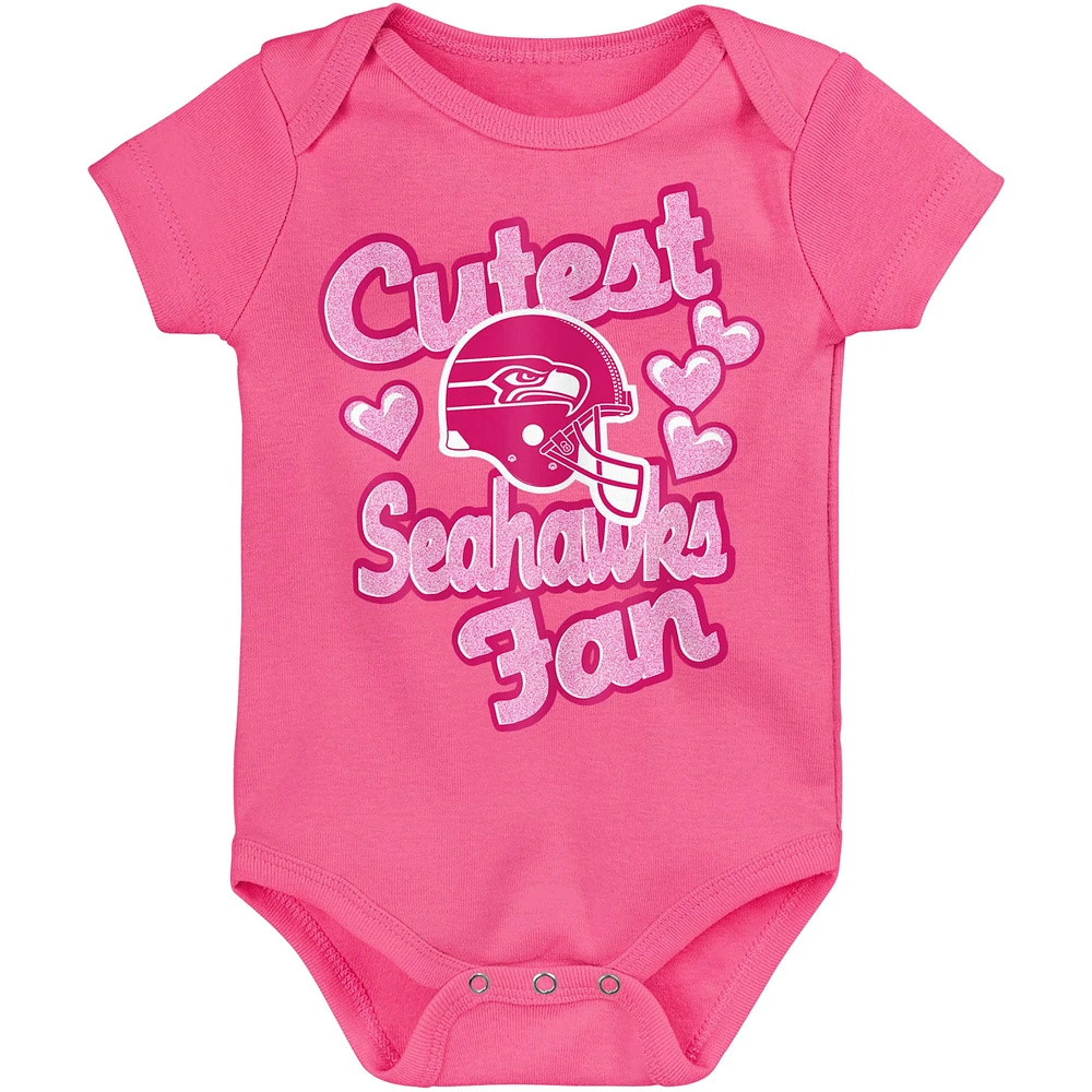 Body rose pour nouveau-né et bébé Seahawks de Seattle avec cœurs fans