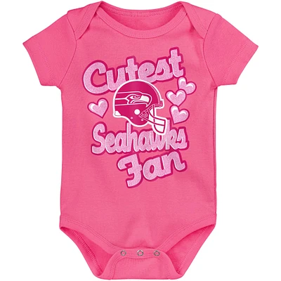 Body rose pour nouveau-né et bébé Seahawks de Seattle avec cœurs fans