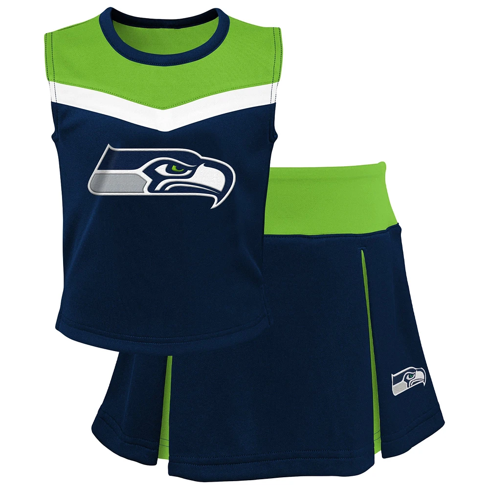 Filles Preschool College Navy Seattle Seahawks Spirit Ensemble de pom-pom girl deux pièces