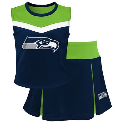 Girls Preschool College Navy Seattle Seahawks Spirit Two-Piece Cheerleader Set