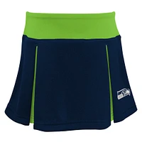 Girls Toddler Navy Seattle Seahawks Spirit Cheer Two-Piece Cheerleader Set with Bloomers