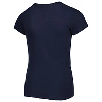 Girls Youth New Era College Navy Seattle Seahawks Reverse Sequin Wordmark V-Neck T-Shirt