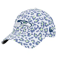 Girls Youth New Era White Seattle Seahawks Active Leopard 9TWENTY Adjustable Hat