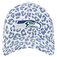 Casquette ajustable Active Leopard 9TWENTY pour filles et jeunes New Era Seattle Seahawks blanche