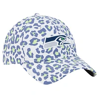 Casquette ajustable Active Leopard 9TWENTY pour filles et jeunes New Era Seattle Seahawks blanche