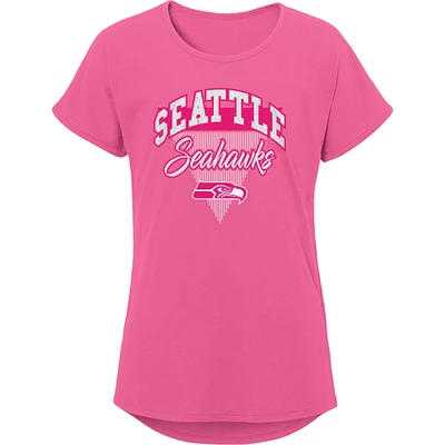 T-shirt Dolman Playtime des Seahawks de Seattle rose pour jeune fille