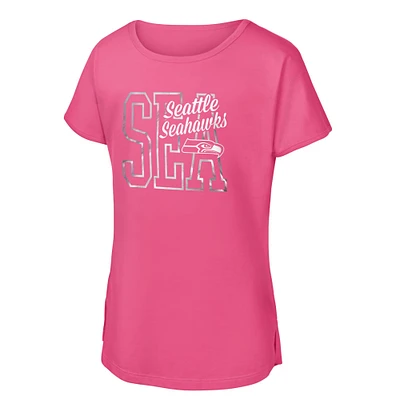 T-shirt rose pour jeunes filles des Seattle Seahawks Signal Caller Dolman