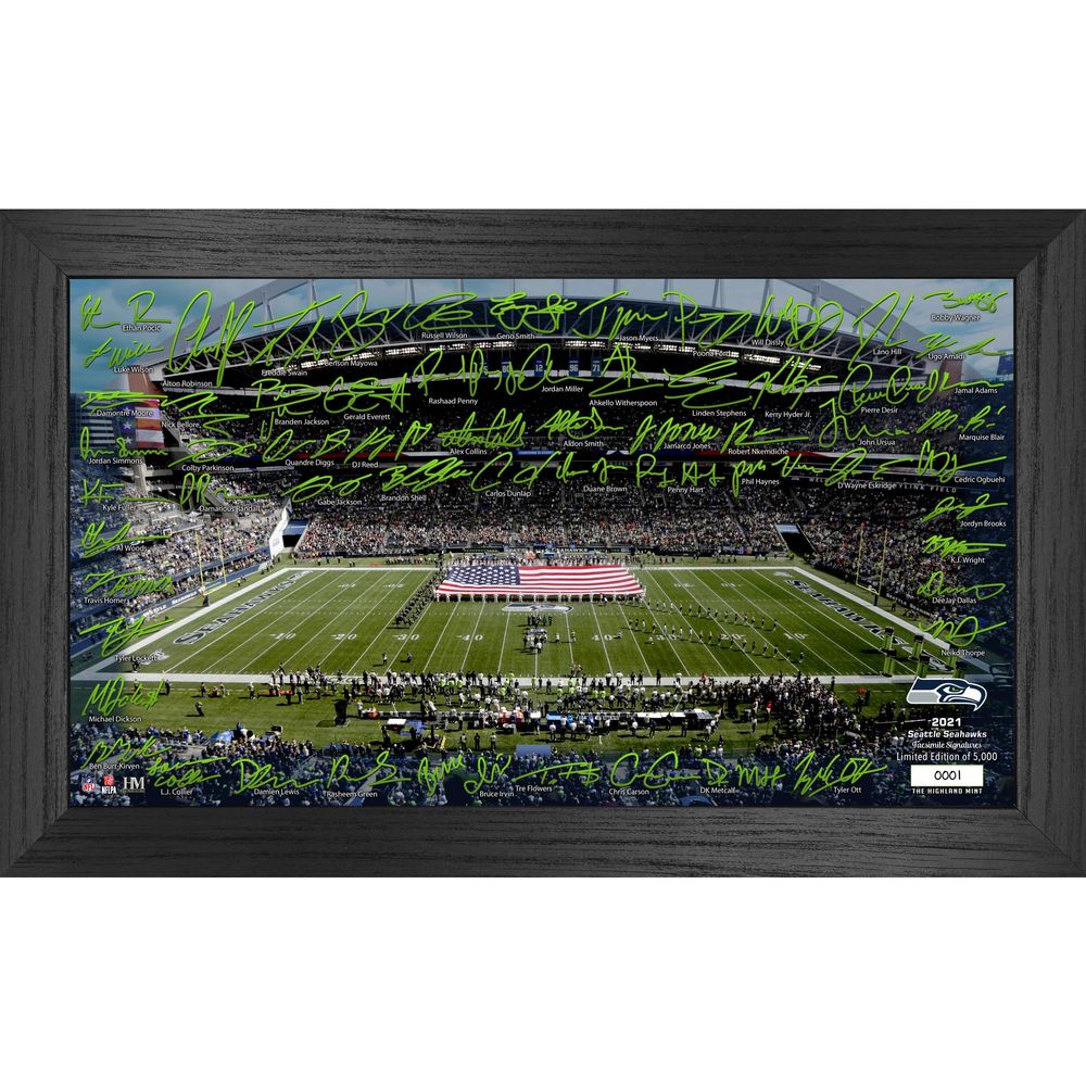 Highland Mint Seattle Seahawks 12" x 20" Facsimile Signature Gridiron Collection - Framed Photo