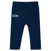 Infant Neon Green/College Navy Seattle Seahawks Double Up Long Sleeve Bodysuit Pant Set