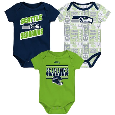 Infant Seattle Seahawks Play Day Three-Pack Bodysuit Set