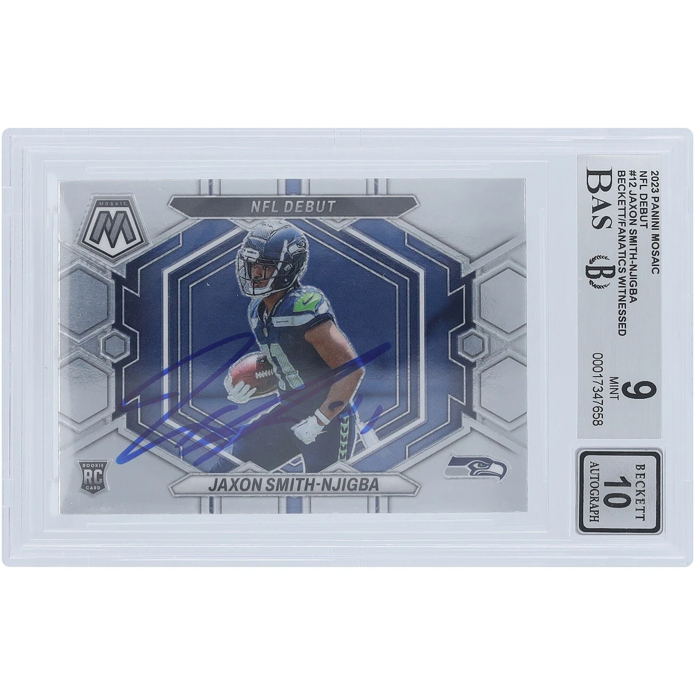 Jaxon Smith-Njigba Seattle Seahawks Autographed 2023 Panini Mosaic NFL Debut #ND-12 Beckett Fanatics Witnessed Authenticated 9/10 Rookie Card 