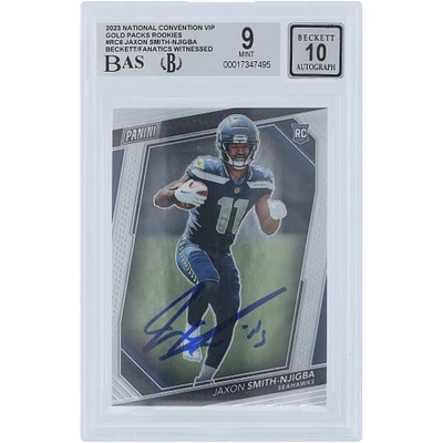 Jaxon Smith-Njigba Seattle Seahawks Autographed 2023 Panini National Convention Rookies #RC6 Beckett Fanatics Witnessed Authenticated 9/10 Rookie Card 