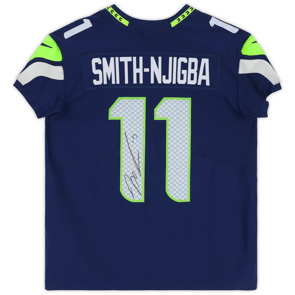 Maillot Nike Elite bleu marine dédicacé par Jaxon Smith-Njigba des Seattle Seahawks
