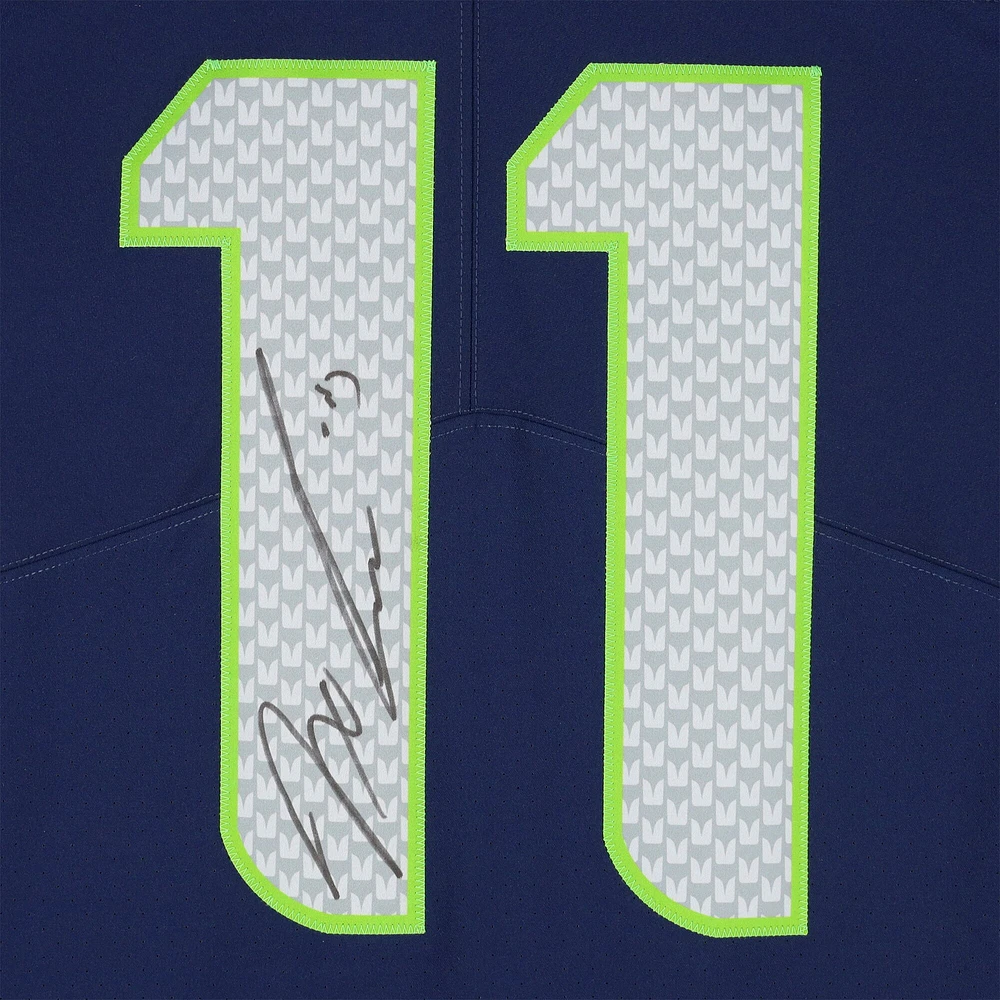 Maillot Nike Elite bleu marine dédicacé par Jaxon Smith-Njigba des Seattle Seahawks