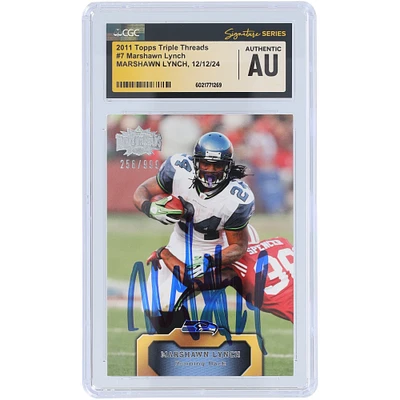 Marshawn Lynch Seattle Seahawks Autographed 2011 Topps Triple Threads #7 #/999 CGC Fanatics Witnessed Authenticated Card