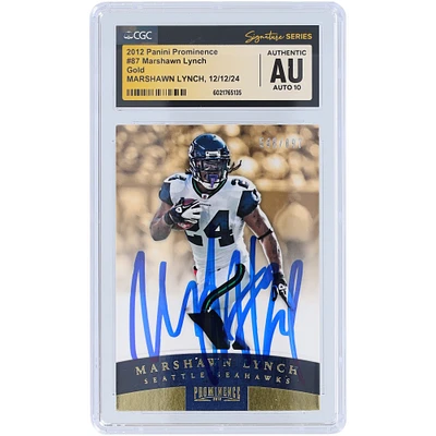 Marshawn Lynch Seattle Seahawks Autographed 2012 Panini Prominence Gold #87 #/897 CGC Fanatics Witnessed Authenticated Auto 10 Card