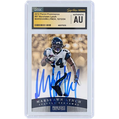 Marshawn Lynch Seattle Seahawks Autographed 2012 Panini Prominence #87 #/897 CGC Fanatics Witnessed Authenticated Card