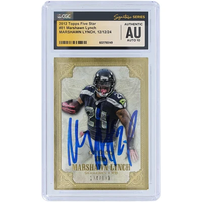 Marshawn Lynch Seattle Seahawks Autographed 2012 Topps Five Star #81 #/139 CGC Fanatics Witnessed Authenticated Auto 10 Card