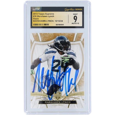Marshawn Lynch Seattle Seahawks Autographed 2013 Topps Supreme Sepia #36 #/75 CGC Fanatics Witnessed Authenticated 9/10 Card