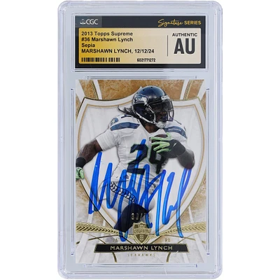 Marshawn Lynch Seattle Seahawks Autographed 2013 Topps Supreme Sepia #36 #/75 CGC Fanatics Witnessed Authenticated Card