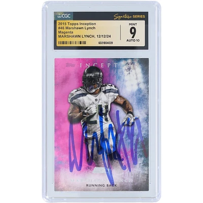 Marshawn Lynch Seattle Seahawks Autographed 2015 Topps Inception Magenta #46 #/99 CGC Fanatics Witnessed Authenticated 9/10 Card