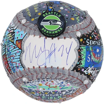 Marshawn Lynch Seattle Seahawks Autographed Baseball - Art by Charles Fazzino - RG13310408