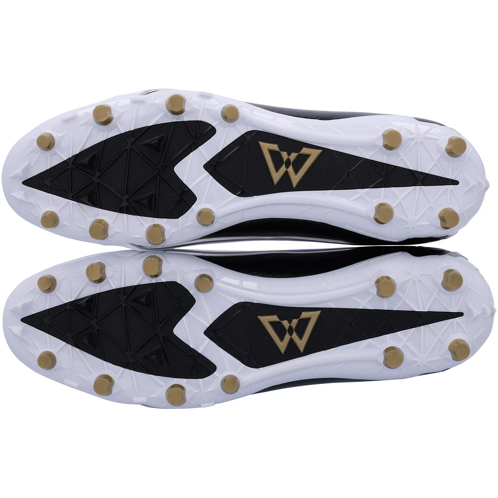 Chaussures de football dédicacées Beast Mode B.T.A Elite noires, blanches et dorées de Marshawn Lynch Seattle Seahawks - Signées en vert - Édition limitée #1/1