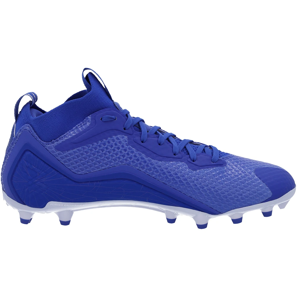 Chaussures de football dédicacées Blue Beast Mode B.T.A Elite par Marshawn Lynch des Seattle Seahawks - Signées en jaune - Édition limitée #1/1