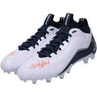Chaussures de football dédicacées bleu marine, blanc et argent Beast Mode B.T.A Elite des Seattle Seahawks par Marshawn Lynch