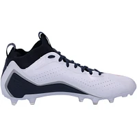 Chaussures de football dédicacées bleu marine, blanc et argent Beast Mode B.T.A Elite des Seattle Seahawks par Marshawn Lynch