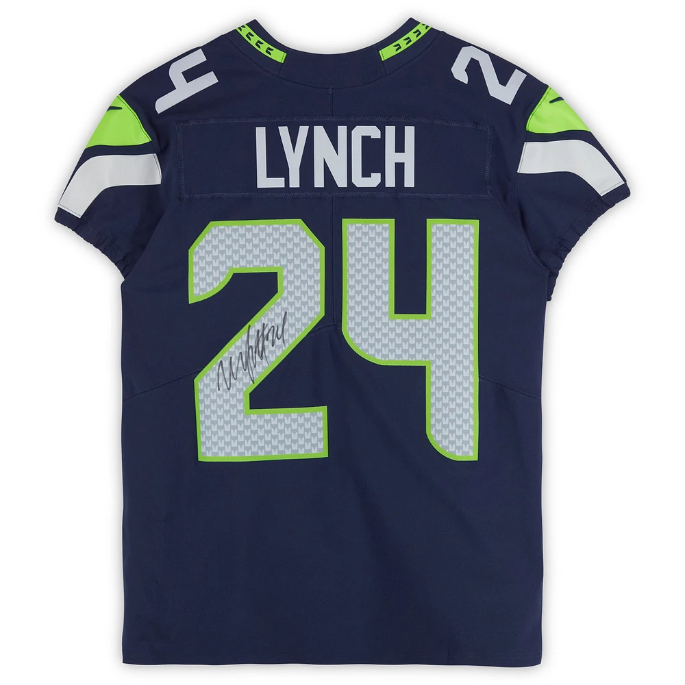 Marshawn Lynch Seattle Seahawks Autographed Nike Navy Elite Jersey