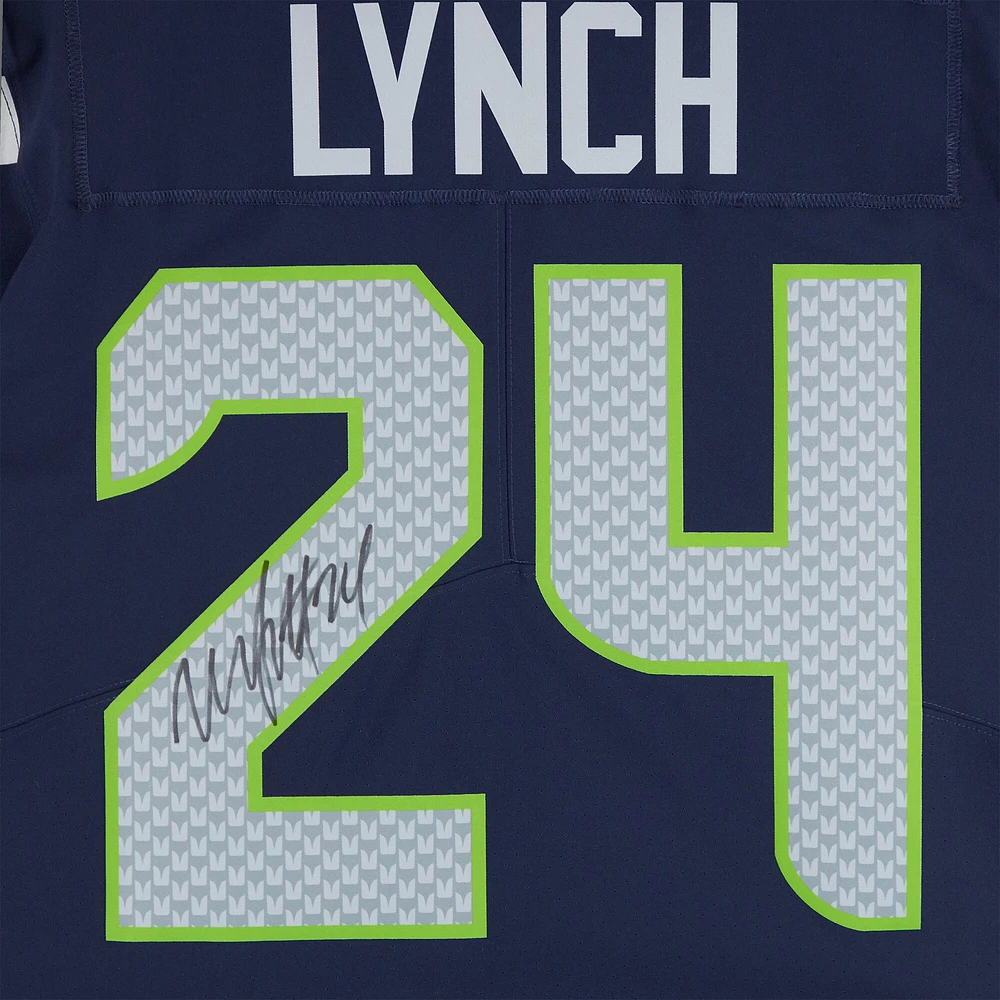 Marshawn Lynch Seattle Seahawks Autographed Nike Navy Elite Jersey