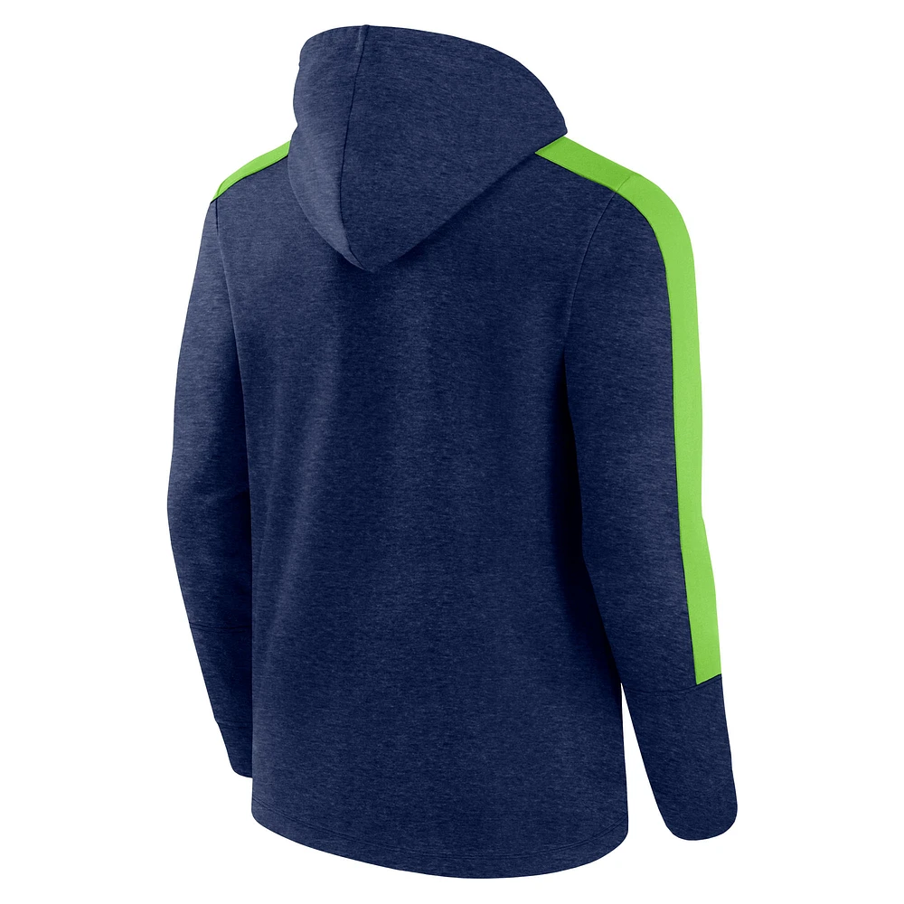 Men's Fanatics  Heather College Navy Seattle Seahawks Gains Full-Zip Hoodie