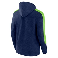 Men's Fanatics  Heather College Navy Seattle Seahawks Gains Full-Zip Hoodie