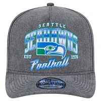 Men's New Era  Black Seattle Seahawks Throwback Washed A-Frame 9FIFTY Snapback Hat
